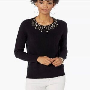 Lilly Pulitzer Black Jeweled Odetta Sweater Small